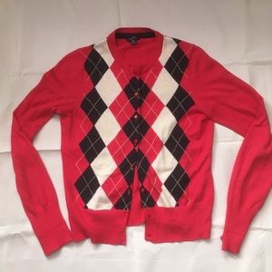 Nautica Argyle button front long sleeve cardigan.